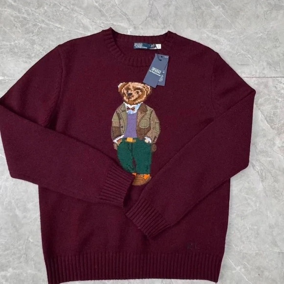 Polo Ralph Lauren Other - Polo Ralph Lauren Burgundy Sweater with Bear Motif